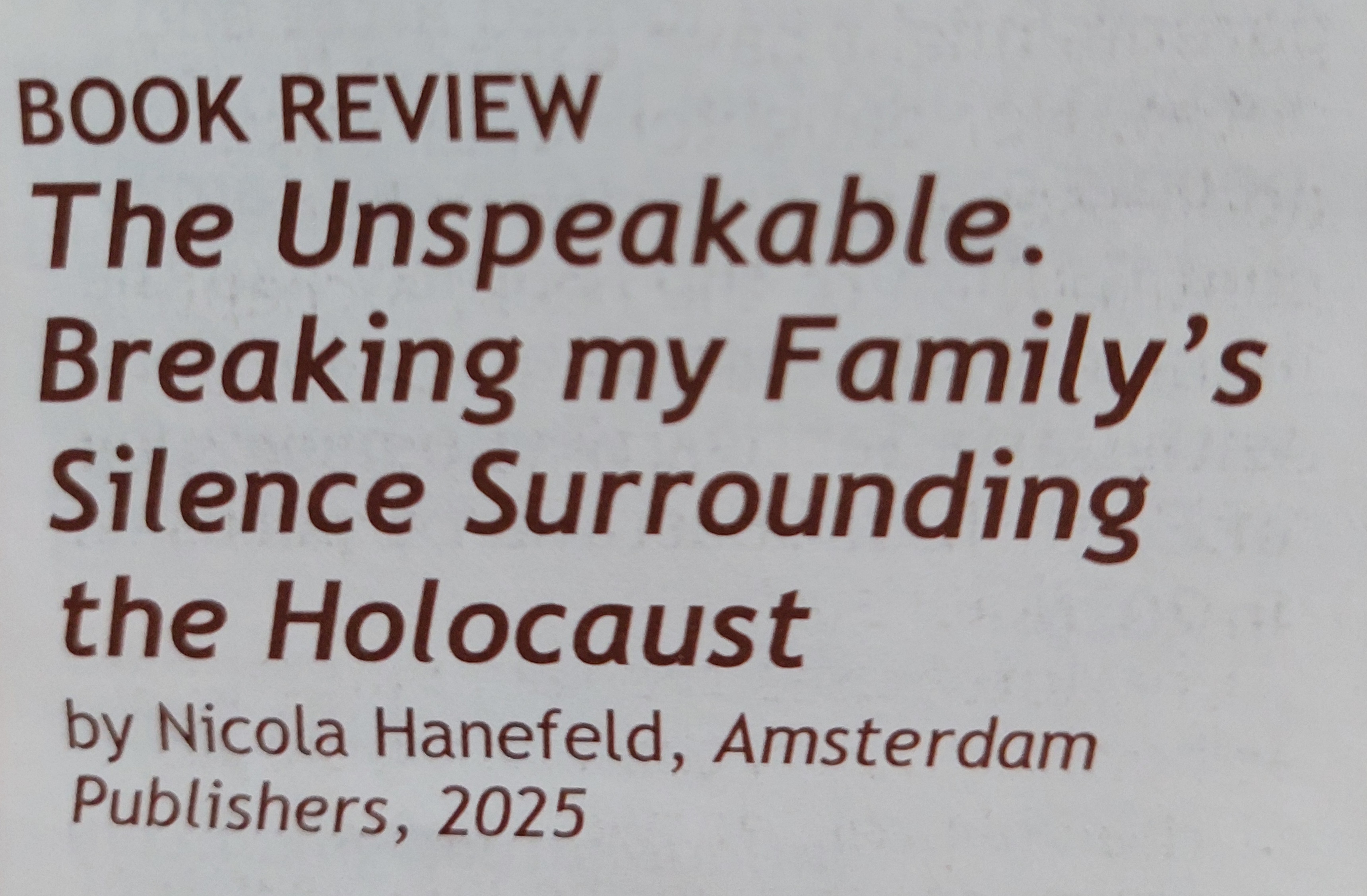 Book review The Unspeakable